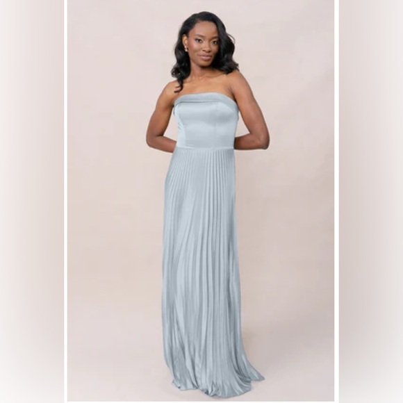 Revelry Saylor Satin Pleated Dress in Sky Blue (738) - Picture 1 of 4